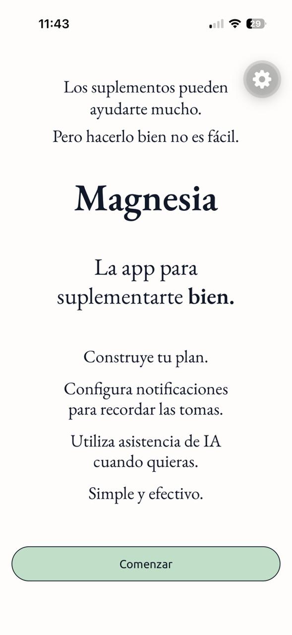 Magnesia welcome screen